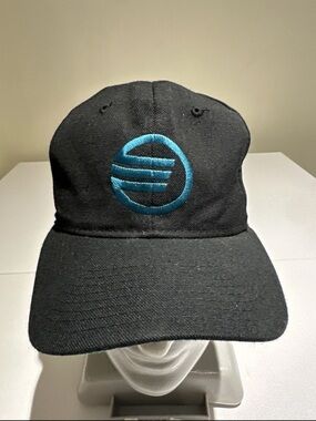 Black Baseball Cap with Teal Embroidered Circle Logo